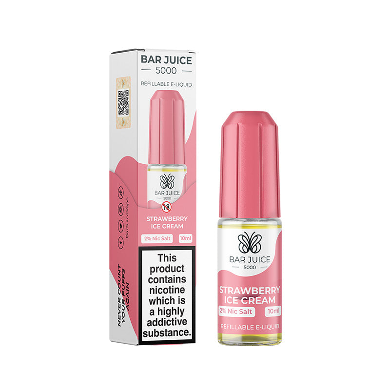 Strawberry Ice Cream Nic Salt E-Liquid by Bar Juice 5000 - Vape Kingz
