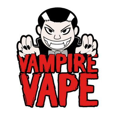 Vampire-themed logo with the text 'Vampire Vape' on a white background